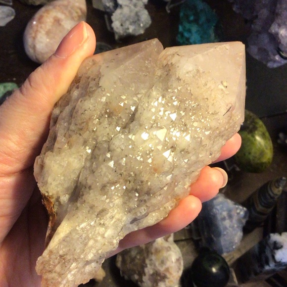 Other - Rare double crystal double terminated candle quartz w hematite elestial